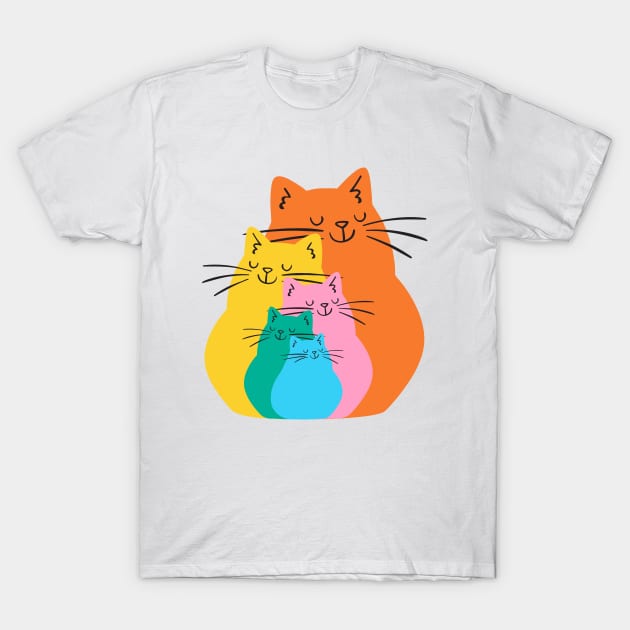 Colorful Cats T-Shirt by Bruno Pires